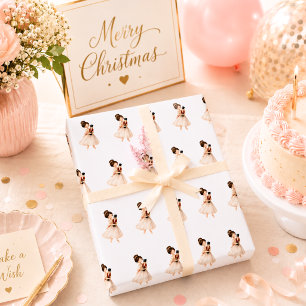 Papel De Regalo Bailarina de cascanueces blanca rosa Navidad