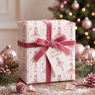 Papel De Regalo Bailarina de Coquette de Bola Rosa Sin Costuras