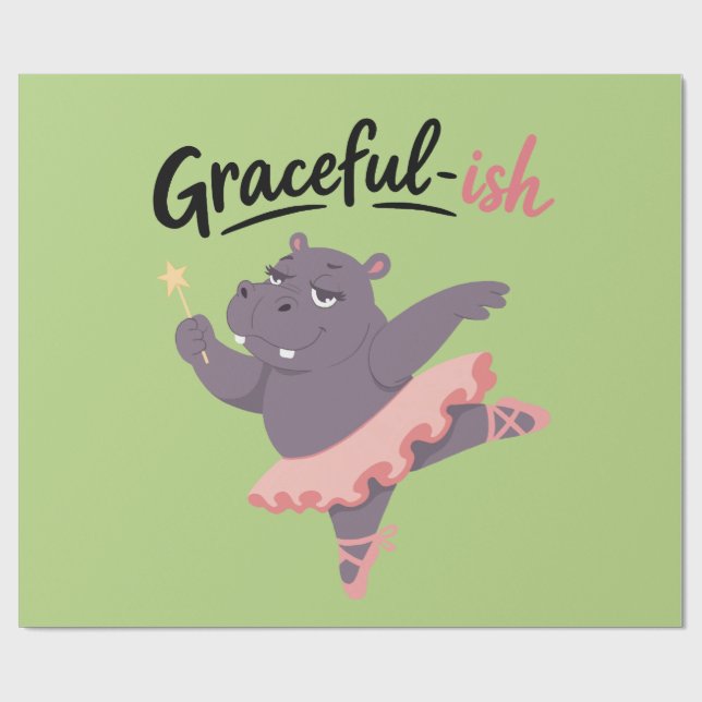 Papel De Regalo Bailarina de Hipopótamo con Gracia (Superficie plana)