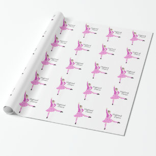 Papel De Regalo Bailarina de las Highlands escocesas rosa