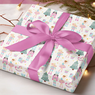 Papel De Regalo Bailarina de Navidad Rosa Azul Cascanueces