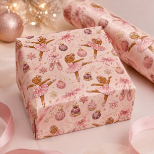 Papel De Regalo Bailarina de pan de jengibre rosa Navidad Ballet
