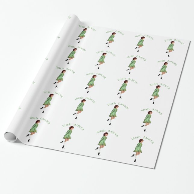 Papel De Regalo Bailarina de Step Irlandés - Verde (Desenrollado)