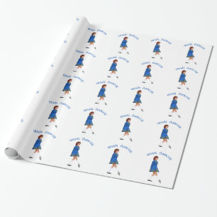 Papel De Regalo Bailarina irlandesa de zapato blando en azul