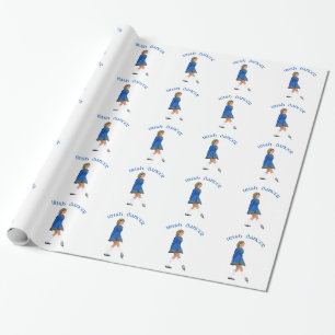 Papel De Regalo Bailarina Irlandesa Rubia en Azul