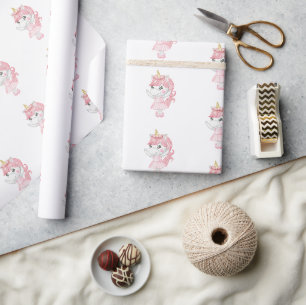 Papel De Regalo Bailarina Unicornio Rosa Mágico