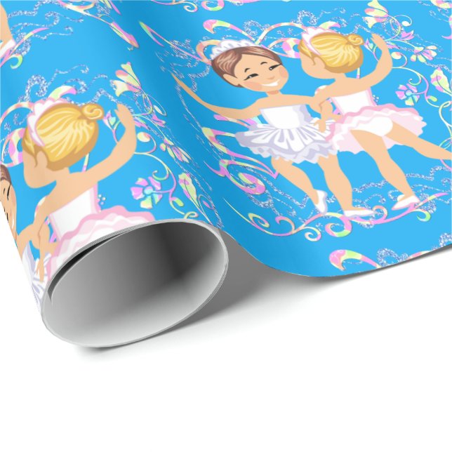 Papel De Regalo Bailarinas de ballet para niñas (Esquina del rollo)