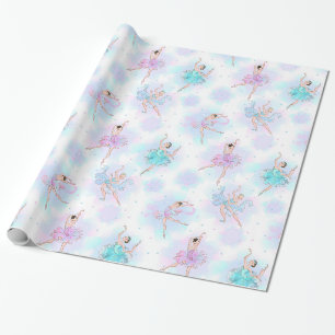 Papel De Regalo Bailarinas de tutú azul y rosa femenino y fondo