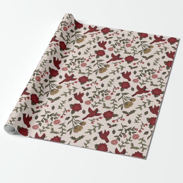 Papel De Regalo Baile cardinal escarpado (Desenrollado)