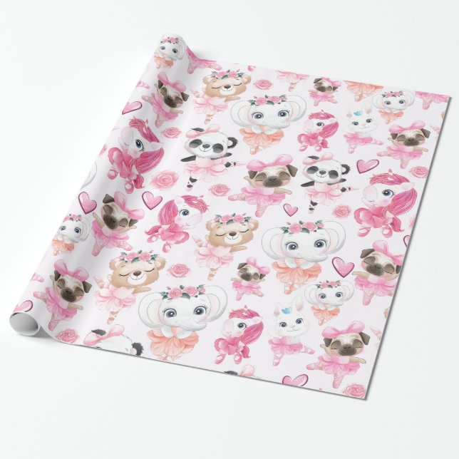Papel De Regalo Baile de animales (Desenrollado)