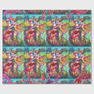 PAPEL DE REGALO BAILE DE CARNAVAL, PURPLE ROJA FLORALES