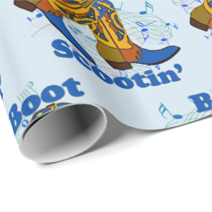 Papel De Regalo Baile de línea Cowboy Occidental Bots Boot Scootin