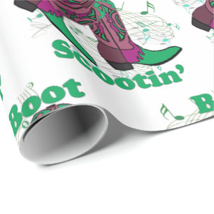 Papel De Regalo Baile de línea Cowboy Occidental Bots Boot Scootin