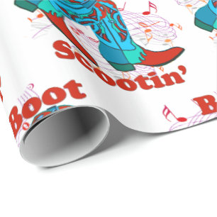 Papel De Regalo Baile de línea Cowboy Occidental Bots Boot Scootin