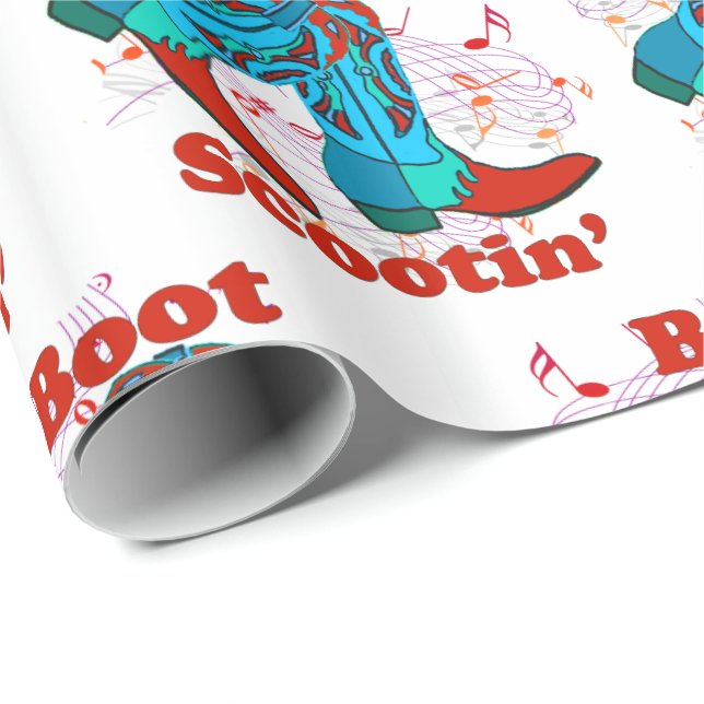 Papel De Regalo Baile de línea Cowboy Occidental Bots Boot Scootin (Esquina del rollo)