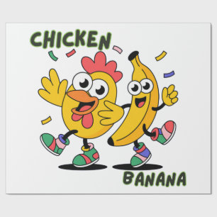 PAPEL DE REGALO BAILE DE POLLO PLÁTANO