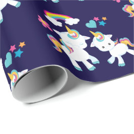 Papel De Regalo Baile lindo Unicornio arcoiris mágico y estrellas