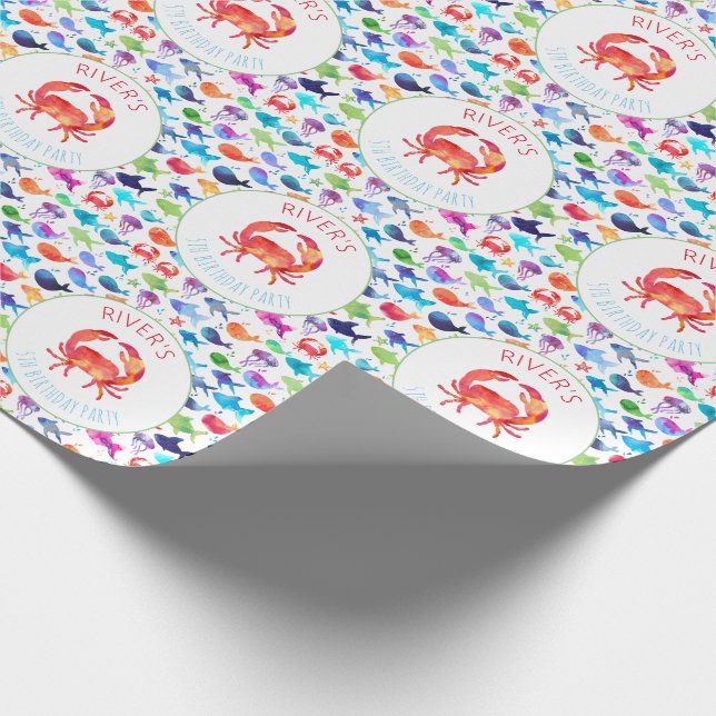 Papel De Regalo Bajo el mar Arcoiris Fish Birthday Baby Shower (Esquina)