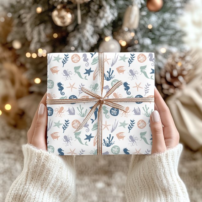 Papel De Regalo Bajo el mar Mermaid Seahorse Starfish (Subido por el creador)