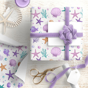 Papel De Regalo Bajo el patrón de vida marina del mar ID1143