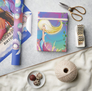 Papel De Regalo Bajo la Sirena Mar Océano Púrpura Turquesa