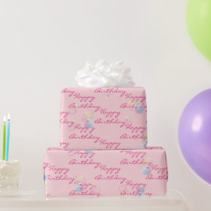 Papel De Regalo Balbuceas De Jabón De Cumpleaños Sobre Rosa