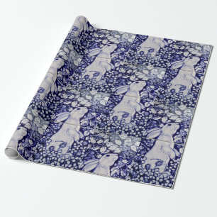 Papel De Regalo Baldaquín de regalo de conejo blanco azul Tile Art