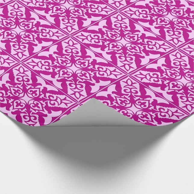 Papel De Regalo Baldosa marroquí - magenta y rosa (Esquina)