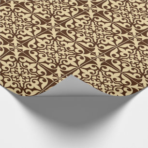 Papel De Regalo Baldosa marroquí - marrón chocolate y beige
