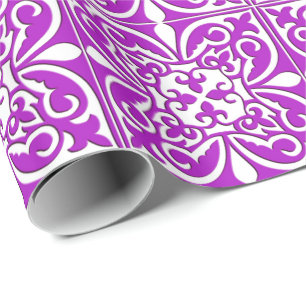 Papel De Regalo Baldosa marroquí - violeta morada y blanca
