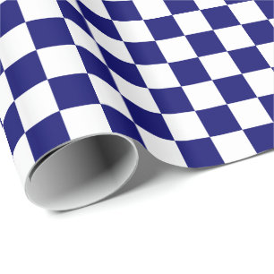 Papel De Regalo Baldosas azul y blanco de la Marina Oscura