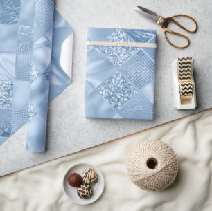 Papel De Regalo Baldosas de Diamante con Brillo y Hojalata Azul Be