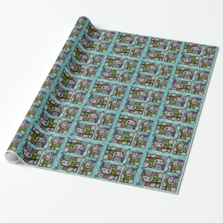 Papel De Regalo Baldosas Ganesha En Fondo Turquesa
