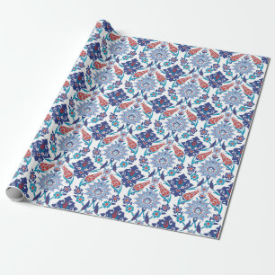 Papel De Regalo Baldosas Iznik turcas: patrón vintage.