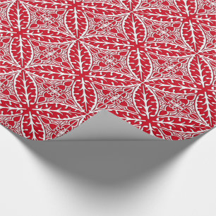 Papel De Regalo Baldosas marroquíes - rojo oscuro y blanco