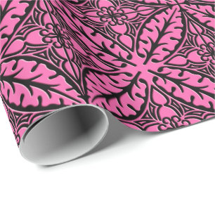 Papel De Regalo Baldosas marroquíes - rosa fucsia y negro