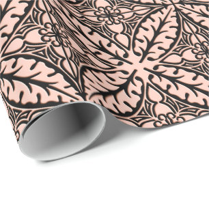 Papel De Regalo Baldosas marroquíes - rosa melocotón y negro