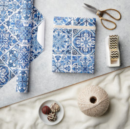 Papel De Regalo Baldosas mediterráneas, portuguesas, azulejo, mall