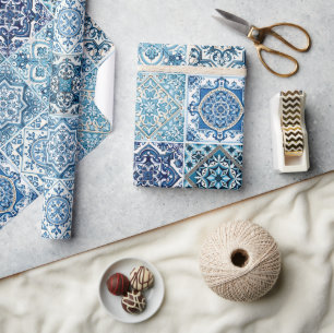 Papel De Regalo Baldosas mediterráneas, portuguesas, azulejo, mall