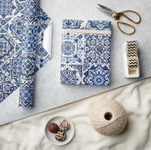 Papel De Regalo Baldosas mediterráneas, portuguesas, azulejo, mall