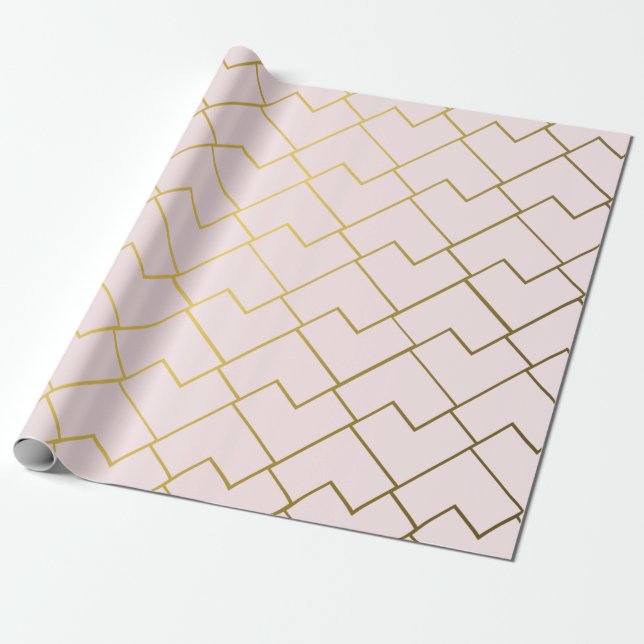 Papel De Regalo Baldosas Rubor de oro geométricas de Moda de moda (Desenrollado)