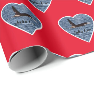 Papel De Regalo Ballena asesina Orca John Coe personalizable Roja