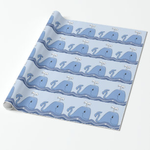 Papel De Regalo Ballena Azul Marinho