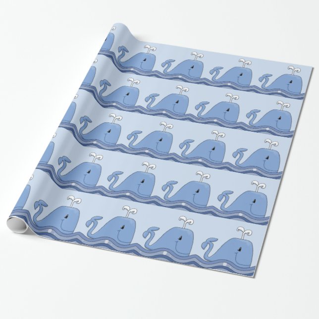 Papel De Regalo Ballena Azul Marinho (Desenrollado)