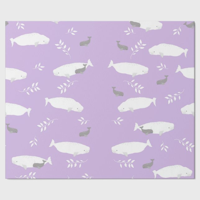 Papel De Regalo Ballena Beluga En El Ilustracion Pastel Lilac (Costura)