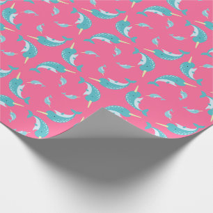 Papel De Regalo Ballena Chica rosa de Narwhal Baby Shower