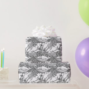Papel De Regalo Ballena jorobada blanca y negra