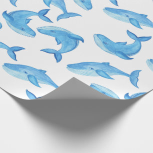Papel De Regalo Ballena Océano Agua Azul Pescado Cumpleaños