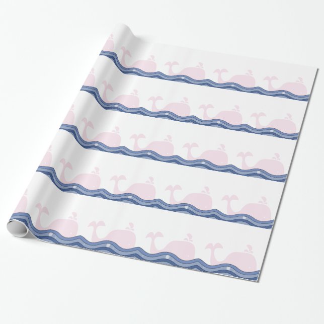 Papel De Regalo Ballena rosa preppy (Desenrollado)