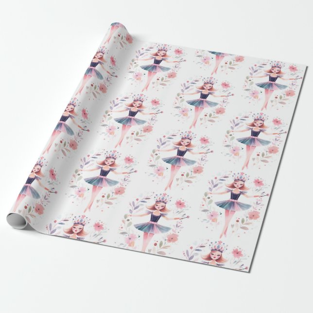 Papel De Regalo Ballerina Ballet Nutcracker (Desenrollado)